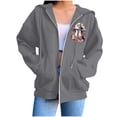 thumbnail image 6 of Edvintorg Womens Jacket Halloween Printed Hooded Zip up Coat Long Sleeve Loose Casual Outerwear with Pocket Plus Size Women's Clothing Gray S-3XL, 6 of 8