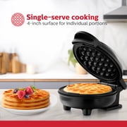 Holstein Housewares Personal/Mini Waffle Maker, Non-Stick Coating, Black- 4-inch Waffles in Minutes, Hash Browns, Keto, Snacks, Sandwich, Eggs, Easy to Clean