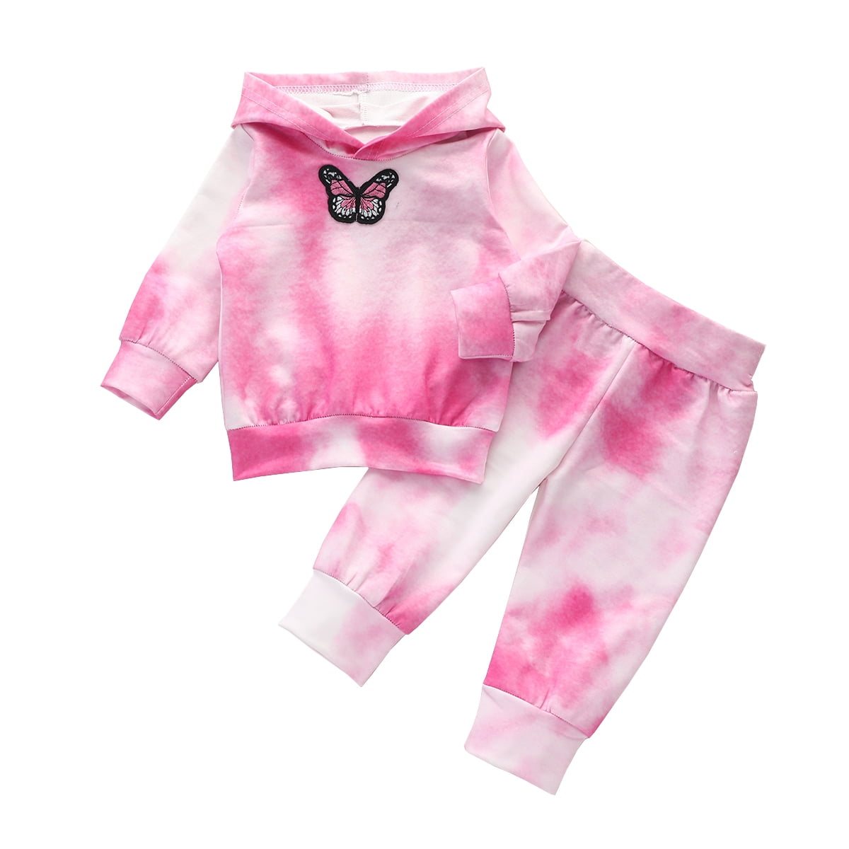 Newborn Baby Girls Winter Clothes Long Sleeve Hoodie Sweatshirt Tops Butterfly Pants 2PCs Outfit Set for 0-24 Months 
