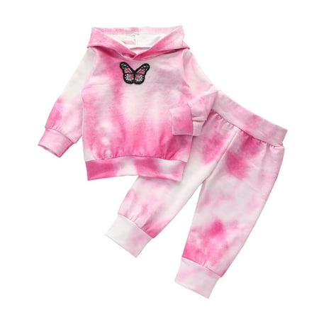 

Musuos Toddler Girl Clothes Tie Dye Hoodie Pant Set Spring Fall Winter Outfit Clothing