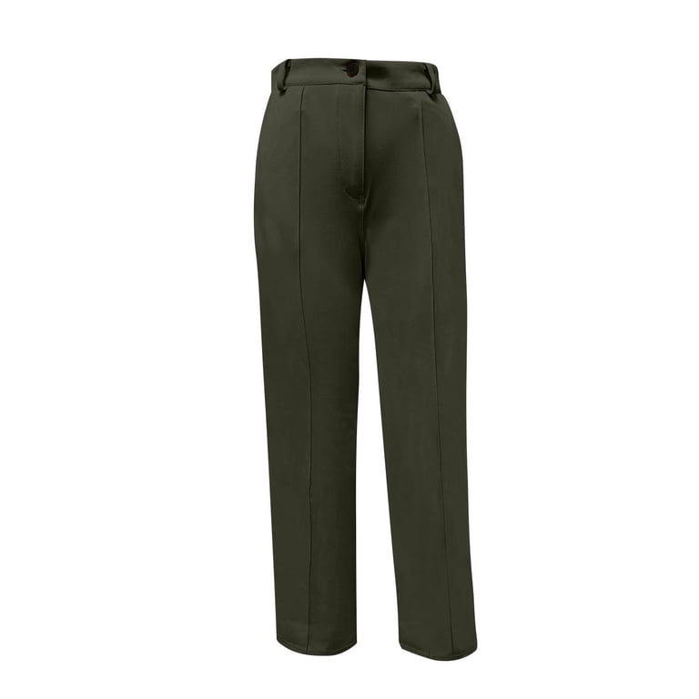 CQONEPT Womens Plus Size Dress Pants Business Straight Leg Pant Pull On  Slacks for Work Loose Fit Trousers with Pockets Army Green 2XL - Walmart.com