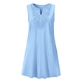 thumbnail image 4 of Efsteb Sumner Dresses for Women 2026 Sleeveless V-Neck Embroidered Mini Dress Casual Boho Style A-Line Dress with Pockets for Everyday Wear (Light Blue,L), 4 of 5
