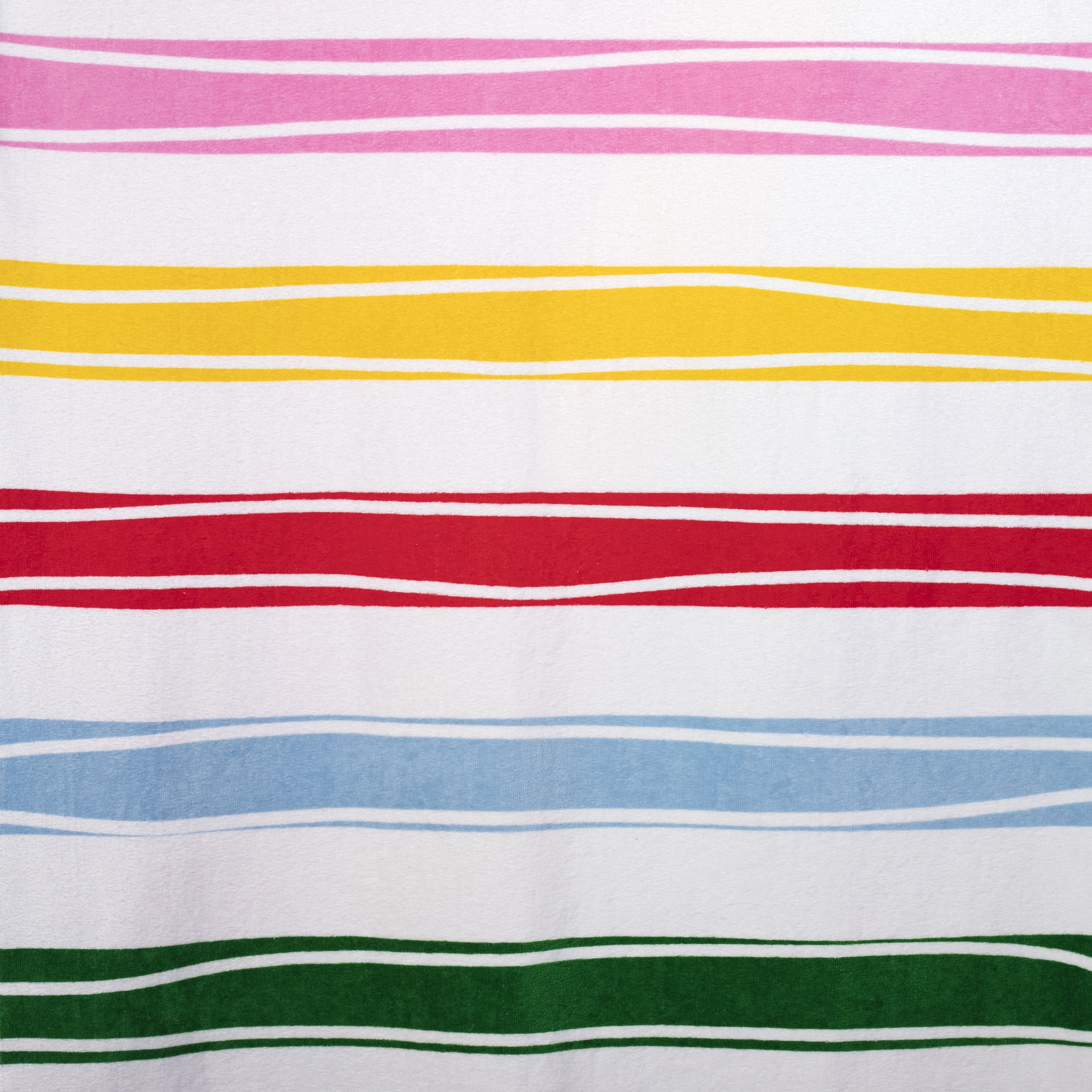 Packed Party Beach Towel, Rainbow Stripes Print, Multi-Color with Blue Fringe