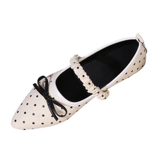 Wensltd Women Polka Dot Flat Shoes Soft Sole Shoes Wide Width Solid Color Casual Wear Spring Fall
