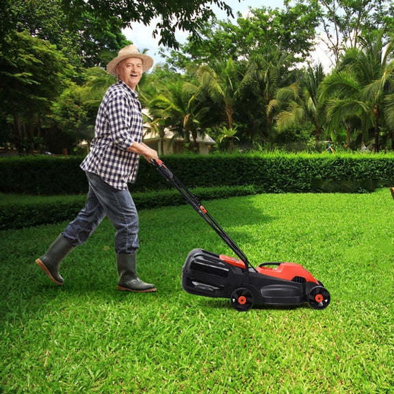 13 Inch Corded Electric Push Lawn Mower with Grass Bag