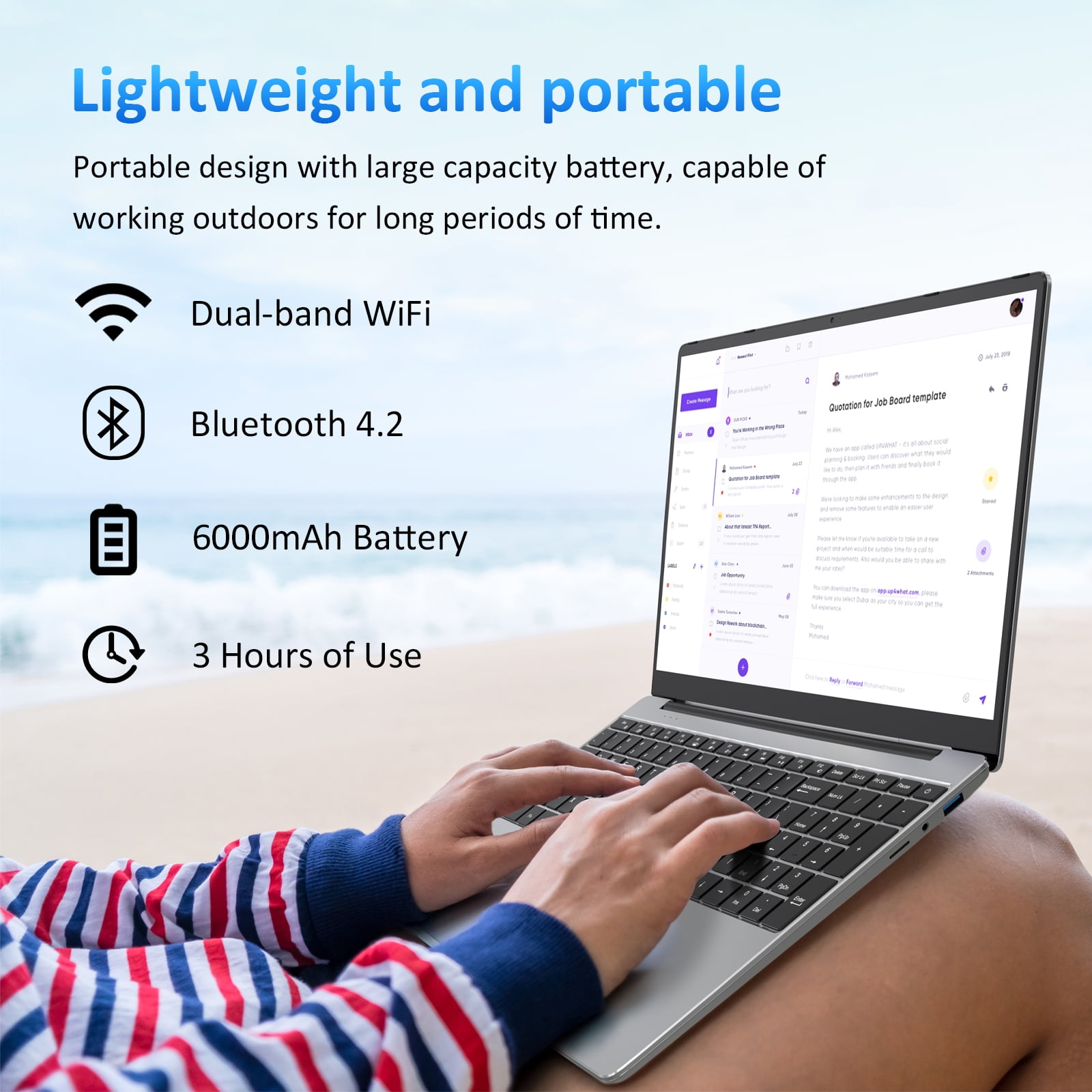 Auusda 15.6" Laptop Computer Intel N95 up to 3.4 GHz, 32GB DDR4 RAM, 1TB NVMe SSD, Windows 11 Pro