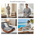 thumbnail image 6 of Lotus Linen Men’s Waffle Robe with Piping - Lightweight Cotton Spa Bathrobe, Gray 3XL, 6 of 6