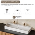 thumbnail image 6 of Los Flexi 43" x 16" Trough Sink, Extra Large Rectangular Ceramic Vessel Sink with Dual Faucet Holes and Pop-Up Drain for Wall-Mount & Above-counter, 6 of 13