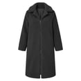 thumbnail image 6 of ITSAME Womens Fuzzy Fleece Long Coat Sherpa Lapel Collar Zip Up Winter Warm Comfy Outerwear Black Size XL, 6 of 7