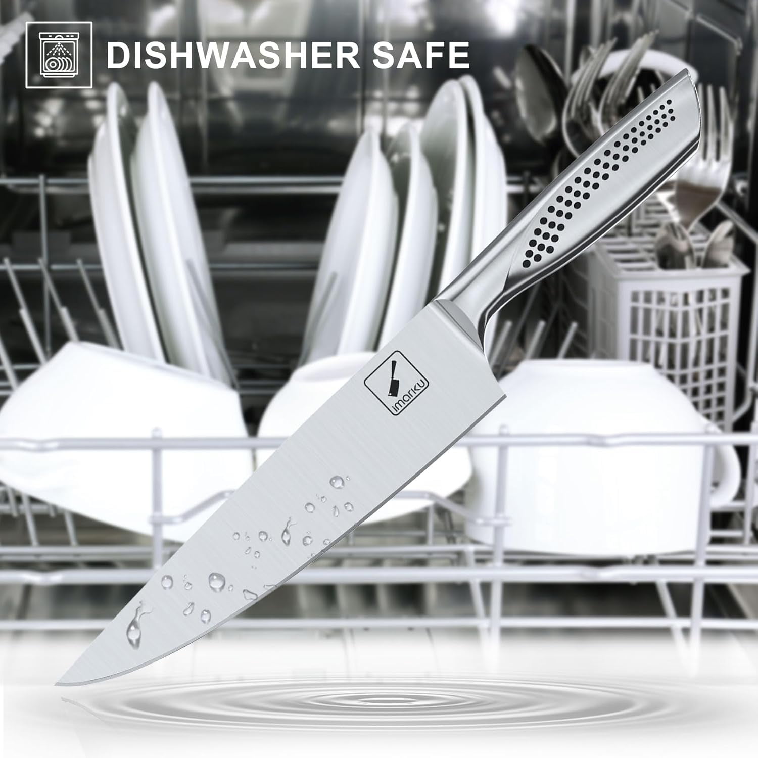 imarku Knife Set, 16PCS High Carbon Stainless Steel Kitchen Knife Set with Block Ultra Sharp Knife Block Set, Japanese Knife Set with Dotted Non-slip Ergonomic Handle, Best gifts,Fathers Day Gifts