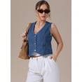 thumbnail image 2 of DARING DIVA Women's V Neck Waistcoat Top Casual Jean Vests M Blue, 2 of 7