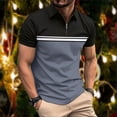 thumbnail image 2 of YODETEY Men’s Color Block Zip Short Sleeve Polos Shirt,Mens Collar Casual Shirts,Big and Tall Gray,Size S-3XL, 2 of 7