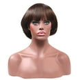 thumbnail image 5 of Cptfadh Human Hair Fashion Synthetic Mushroom Head BOB Brown Black Hair Wig Natural Hair Wigs, 5 of 6