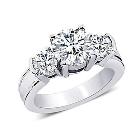2.51 Ct Round Diamond - Harry Chad Enterprises HC11288-6 2.51 CT Round Diamonds 3-Stone Anniversary Ring - 14K White Gold - Size 6