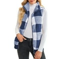 thumbnail image 5 of CILENON Long Cardigans for Women Trendy Womens Jacket Sleeveless Lightweight Plaid Vest Cozy Cardigan Zipper Warm Outwear With Pocket (Blue,XXL), 5 of 6