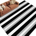 thumbnail image 3 of Black Grey White Stripe 8x10 Area Rugs, Farmhouse Modern Art Striped Non-Skid Rubber Backing Large Rectangle Rugs - Living Room Bedroom Home Office, Indoor Floor Mat Carpets Washable Rug, 3 of 9