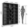 thumbnail image 5 of 71" Tall Triple-Wide Bookcase with Adjustable, Casendy Cube Bookcase with Y-Shape Bookshelves, Modern Display Cabinet Book Library for Home Office, Living Room, Black, 5 of 9