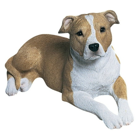 Sandicast Mid Size Fawn/White Pit Bull Terrier Sculpture