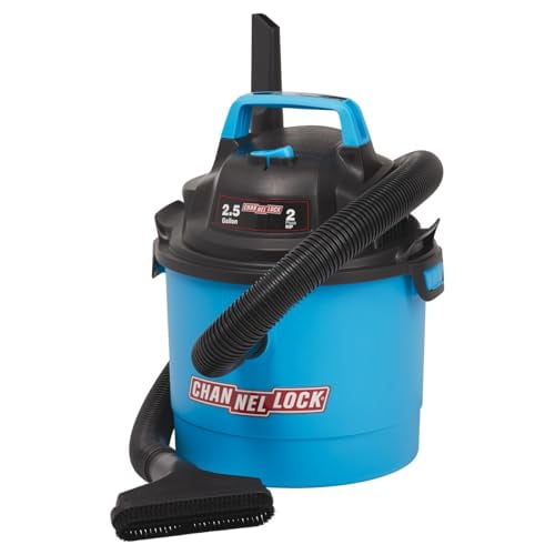 Channellock Wet/Dry Vacuum - Includes Nozzle & Crevice Tool, Portable, Corded Electric - 2.5 Gallon