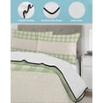 thumbnail image 4 of Quilts Twin-XL Size Bedding Set, Retro Green Lightweight Quilted Comforter, Farmhouse Buffalo Plaid Vintage Beige Soft Reversible Bedspread Coverlet with Pillow Covers for All Season, 68" x 98", 4 of 7