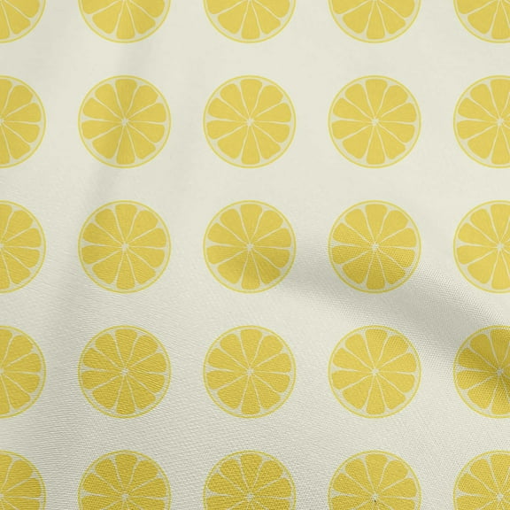 oneOone Cotton Poplin Dusty Blue Fabric Fruits Lemon Slice Sewing Material Print Fabric By The Yard 42 Inch Wide