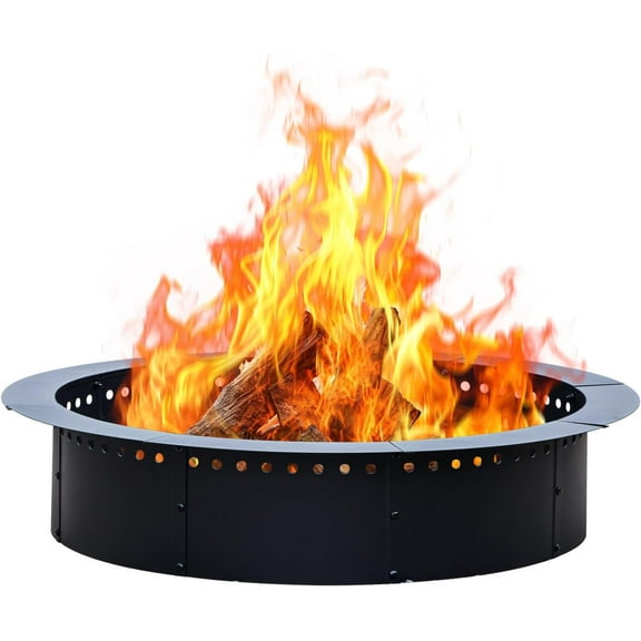 42 inch Outdoor Fire Pit Liner, Round Heavy Duty Fire Pits, Rim Insert Firepit for Outside, DIY Campfire Fireplace，Fire Pit