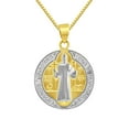 thumbnail image 1 of 14k Two-tone Gold San Benito Medallion Pendant with 0.8-mm Box Chain, 1 of 3