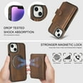 thumbnail image 2 of for iPhone 13 Wallet Case, 2-in-1 Magnetic Detachable Card Holder, PU Leather + TPU Shockproof Kickstand Phone Cover, Magnetic Clasp Card Slots Back Case for iPhone 13, Brown, 2 of 6