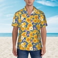 thumbnail image 2 of Balery Vintage White Yellow Sunflower Camisas hawaianas de manga corta para hombre, camisas playeras de corte holgado, camisas de vacaciones con botones,3X-Large, 2 of 7