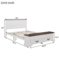 thumbnail image 3 of Mirightone Farmhouse Queen Bed Frame with Tall Headboard and Storage Bench, Rustic Solid Wood Platform Bed Queen Size with 64" Storage Chest and 2 Large Drawers, White, 3 of 9