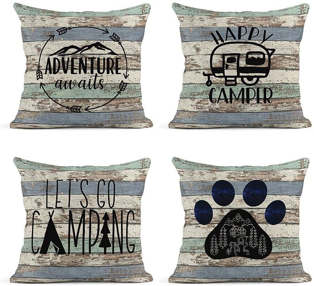 16x16 Camping Designs Camping Queen Women Girls Black Throw Pillow Multicolor 