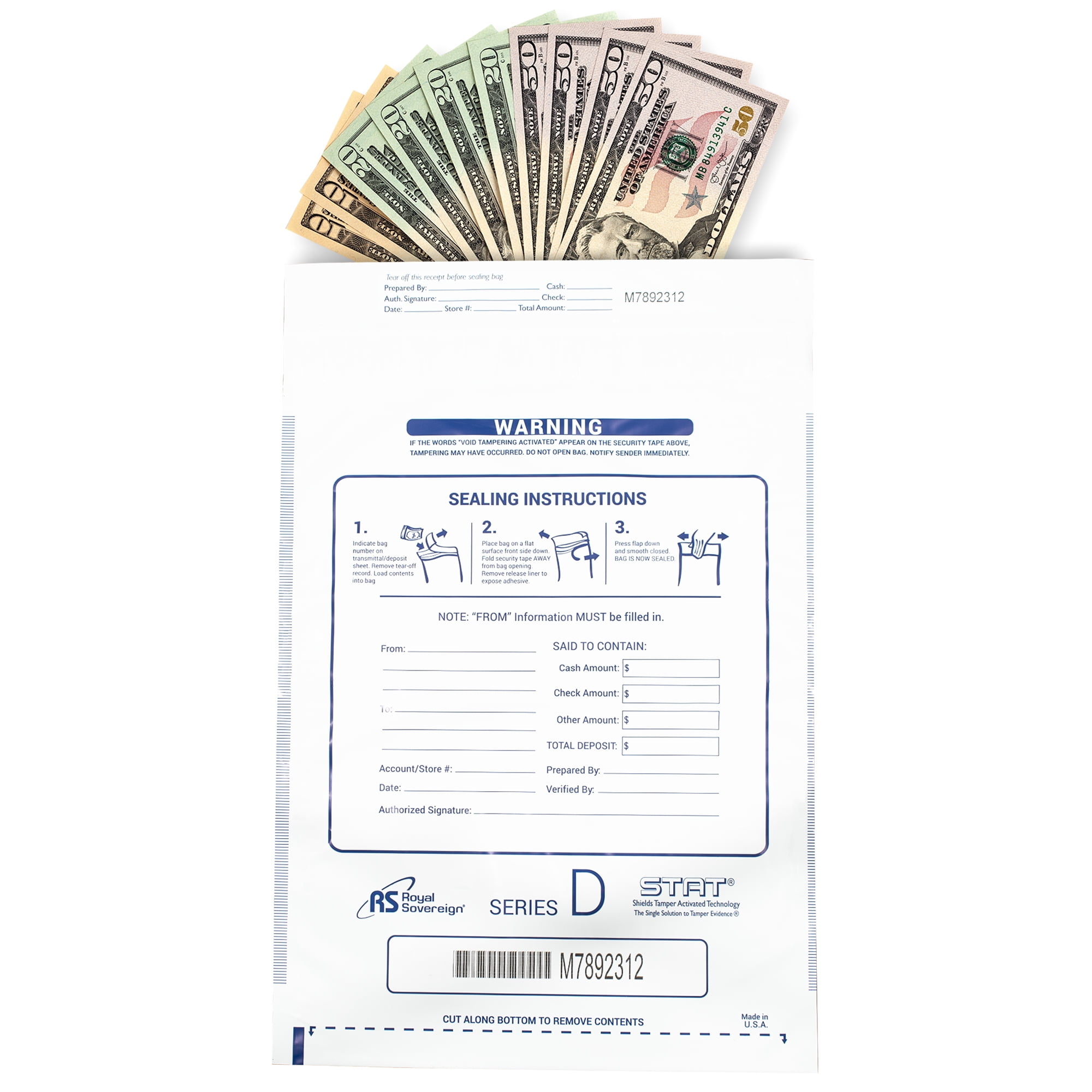 Royal Sovereign 12 x 16 Co-Ex Clear Film Deposit Bags 100 Pack (RMTE-1216DW)