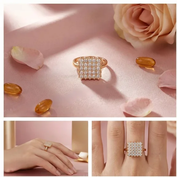 2Ct Round Cut Cubic Zirconia Women Engagement Band Ring 14K Rose Gold Plated Free Size