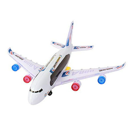 Toy Airplane for Kids - Bump and Go Electric Air BOU A380 Action Airplane with Attractive Flashing Lights & Aircraft Jet Engine Sounds -Changes Direction On (Best Single Engine Aircraft)