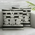 thumbnail image 3 of Qinduosi Spring Easter Pillow Covers Inch Set of ,Grey Stripes Bunny Throw Pillows Case,Rabbit Design Outdoor Decorative Square Linen Farmhouse Decor Cushion Covers for Home Sofa Bed Couch White, 3 of 5
