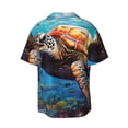 thumbnail image 6 of Lsque Colorful Underwater Sea Turtle print Men's Cuban Collar Short Sleeve Shirt Summer Beachwear Casual Button Down Fashionable Vacation Leisure Shirt-3X-Large, 6 of 7