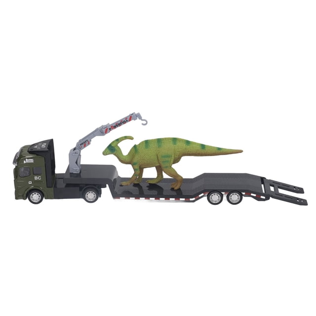 Camión de transporte de dinosaurios de juguete, remolque de transporte de dinosaurios 1:50, remolque de transporte de dinosaurios, remolque de transporte de dinosaurios, juguete de eficiencia óptima