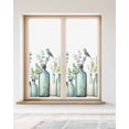 thumbnail image 2 of Window Privacy Film Teal Eucalyptus Leaves Stained Glass Window Film Decorative Sun Block Window Cover Watercolor Vase Birds Window Clings Static Adhesive Sticker for Bathroom 23.6"x59", 2 of 6