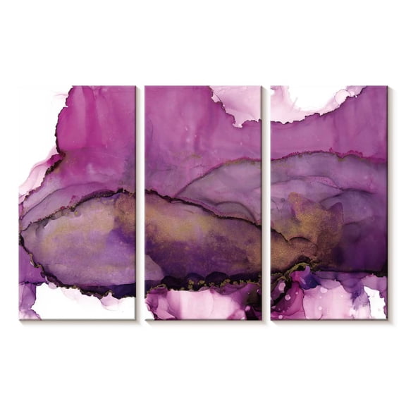 Elephant Stock Aquarelle Violet Wall Art - Horizontal Multi Panel Canvas - Living Room Wall Decor - Abstract Multi Panel - Purple And White Decor By Chris Paschke - 23" x 14"