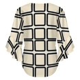 thumbnail image 6 of Black Squares Cream Background Pattern Women's V-Neck Blouse With 3/4 Ruffled Bell Sleeves Casual Top Ladies Blouses, 6 of 7
