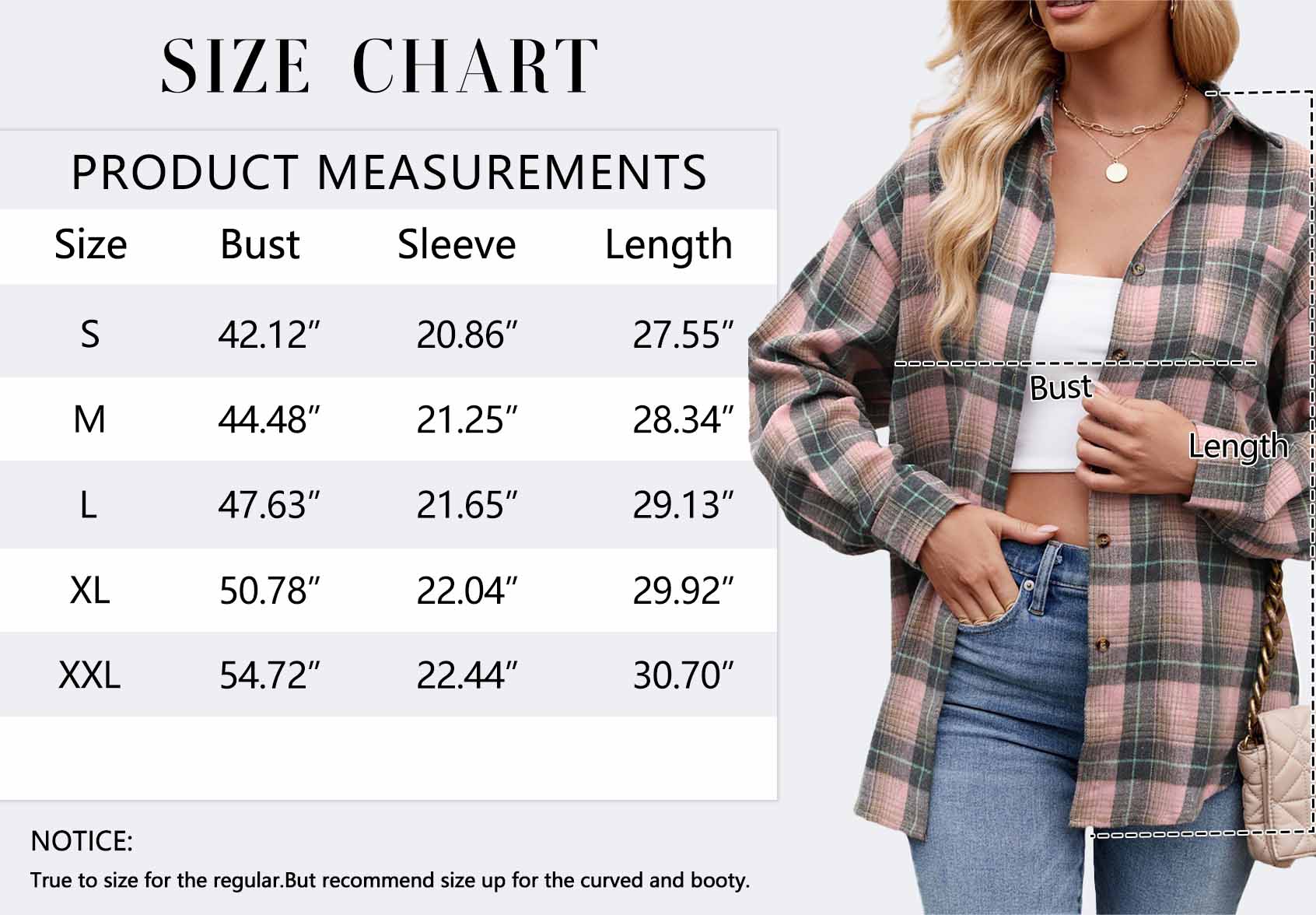 MOSHU Women's Plaid Flannel Shirt, Pink photo 6