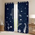 thumbnail image 2 of Manfei Marine Shark Blackout Curtains Set of 2 (38x54 Each), Cartoon Water Plant Living Room Curtains, Midnight Blue, 2 of 6