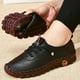 thumbnail image 3 of Zapatillas De deporte De cuero para Mujer, mocasines cómodos sin cordones, zapatos De hilo De coser a mano, zapatos De mamá, 3 of 4