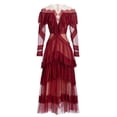 thumbnail image 1 of AELESEEN Runway Fashion Lace Dress 2023 Designer New Spring Patchwork Mesh Elegant Ruffles Long Party DressXXL Gao Jinjia LED, 1 of 2