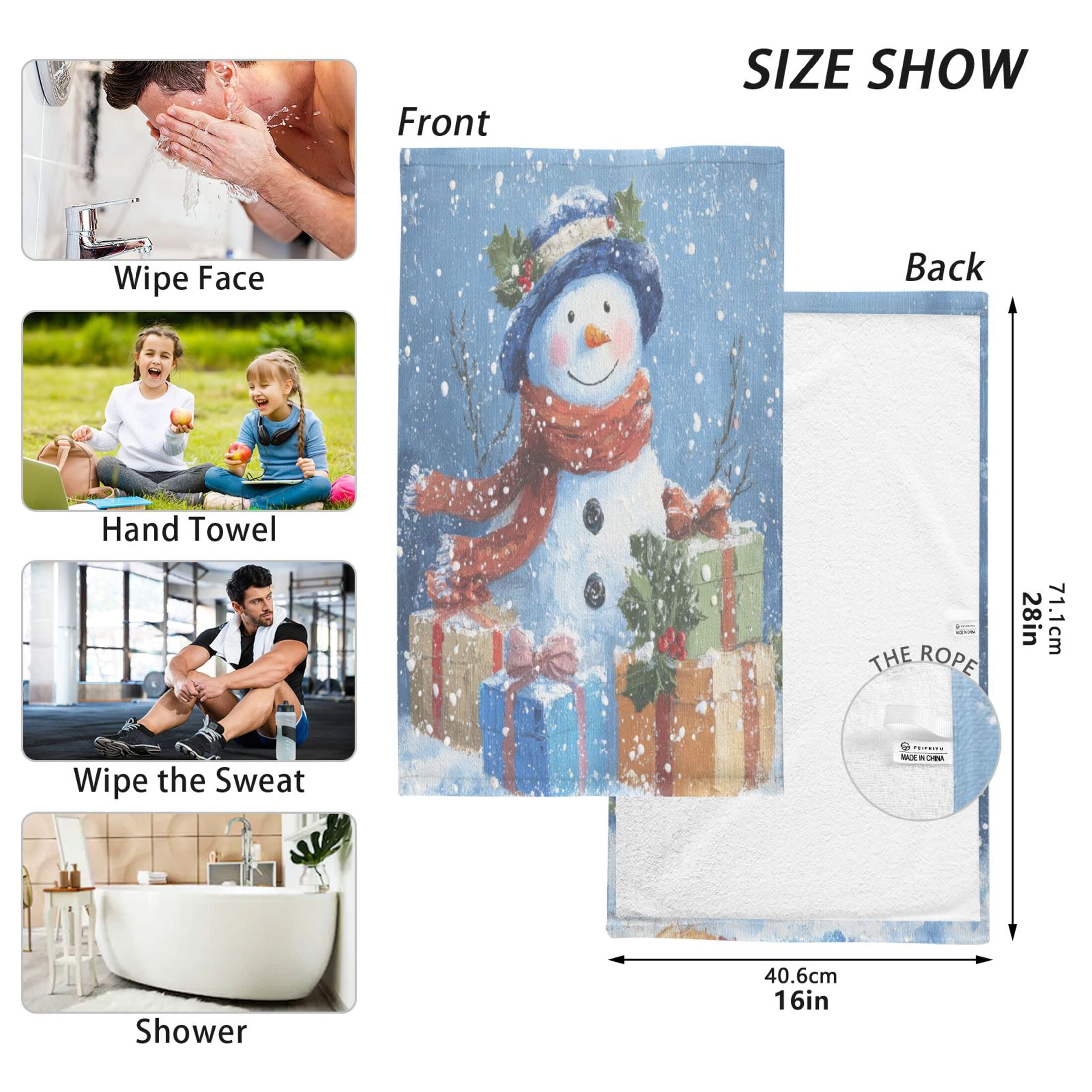 Cotton Towel Two-Piece 16x28 Inch One Sizex2 Face Towel Set Towel Set Cotton Hand Bath Towel Bathroom Beach Aurora