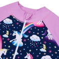 thumbnail image 5 of GYRATEDREAM Toddler Baby Girls One Piece Swimsuit Kids Long Sleeve Zipper UPF 50+ Rash Guard Bathing Suit Cartoon Print Swimwear for 4-12 Years, 5 of 8