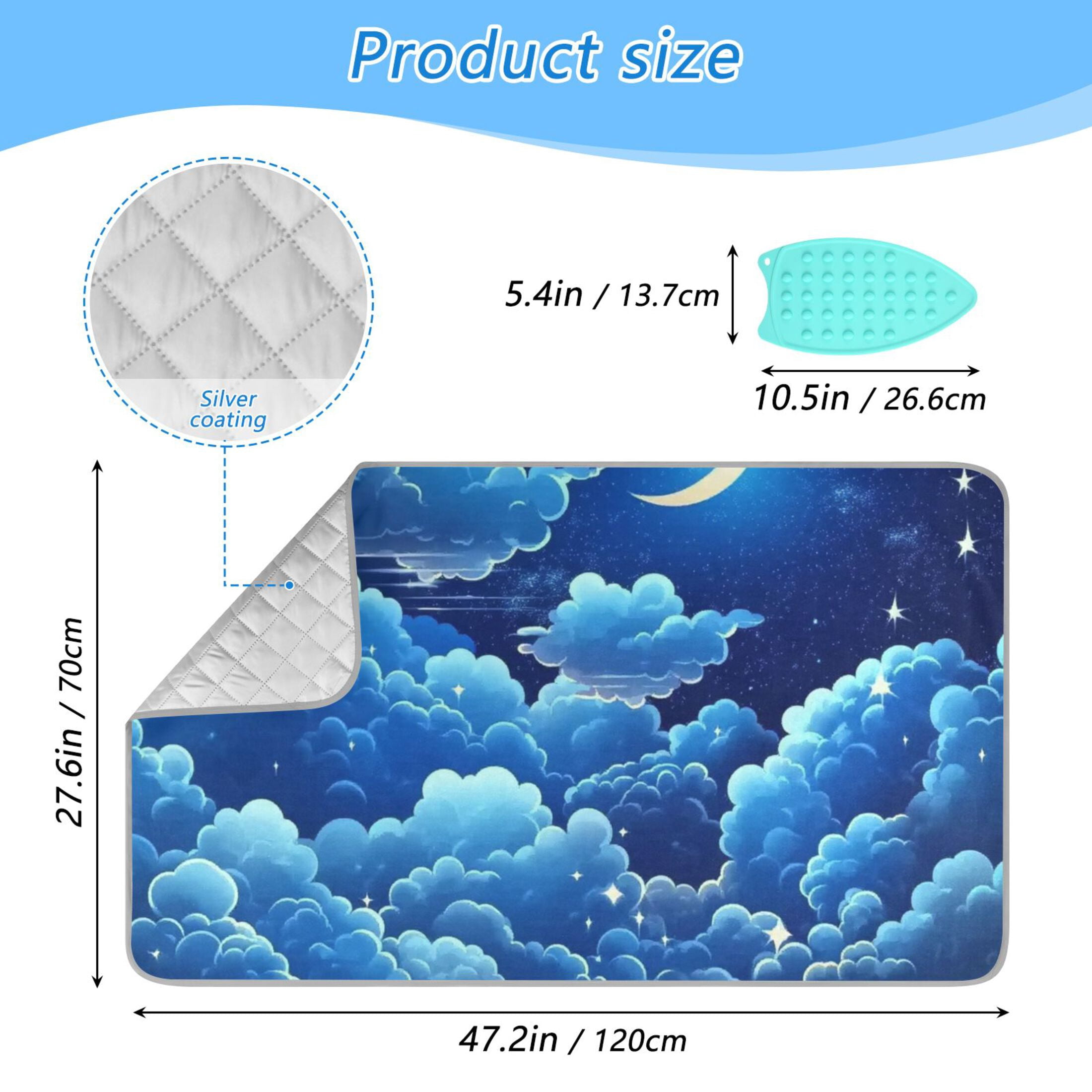 Starry Night with Clouds Ironing Mat Blanket for Table Top Travel Portable Ironing Board Pad 47.2x27.6 Inch