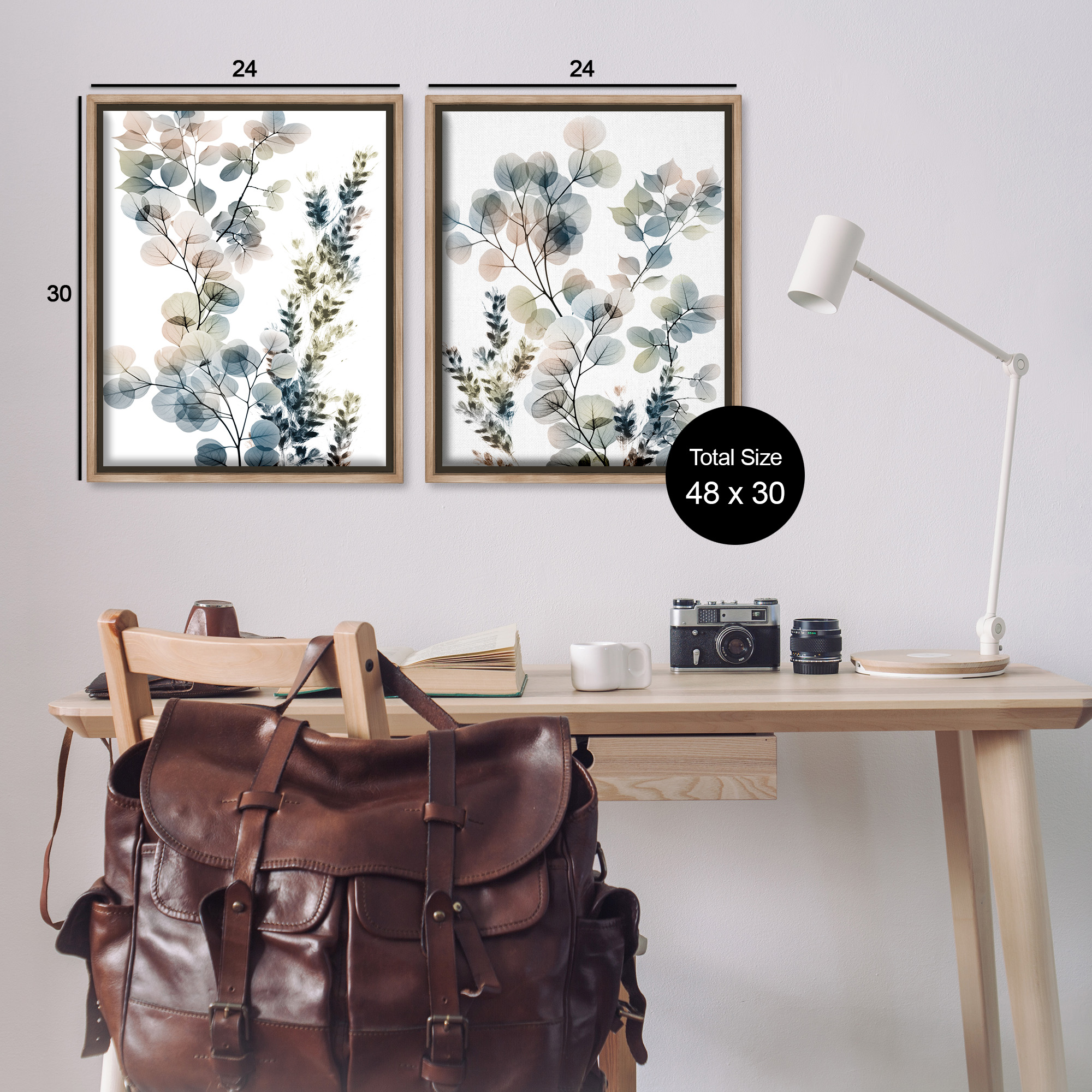 Stupell Industries Collage of Translucent Plants Botanical & Floral Photography Brown Floater Framed Canvas Art Print Wall Art, 25 x 31, Set of 2
