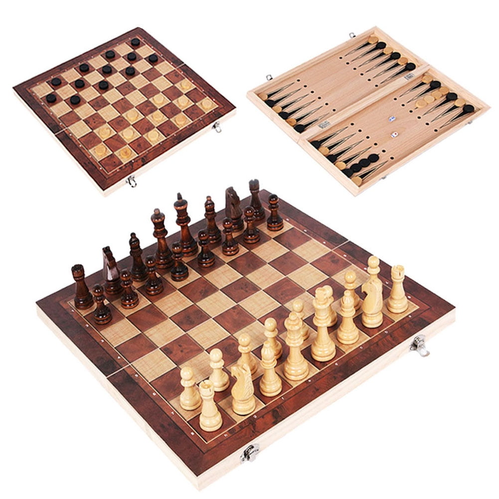 Details about   WOODEN BOARD GAME SET COMPENDIUM TRAVEL GAMES CHESS BACKGAMMON DRAUGHTS 