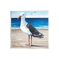 Stupell Industries Sea La Vie French Beach Seagull Quote Graphic Art Unframed Art Print Wall Art, Design by Elizabeth Tyndall